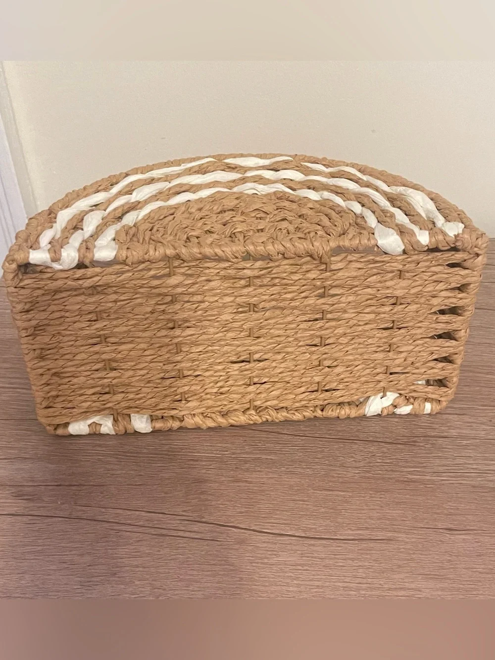 Target Playground Woven Wicker Rattan Rainbow Basket Napkin Holder Boho Decor